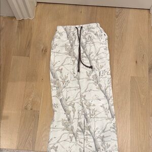 Women's Cream and Gray Straight Leg Pants